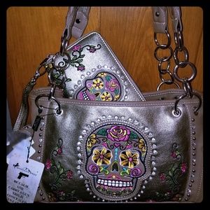 Montana West Sugar skull concealed carry purse set